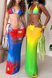 Ombre Bikini and Sheer Maxi Skirt Set