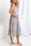 Striped Ruffle Casual Dress