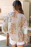 Floral Patchwork Long Puff Sleeve Shirt