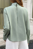 Draped Neck Long Sleeve Blouse