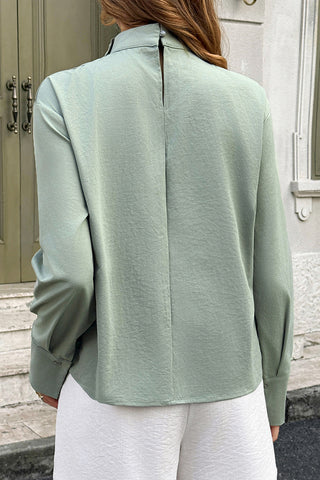 Draped Neck Long Sleeve Blouse