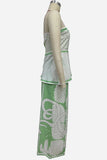 Strapless Skirt Set with Bold Print