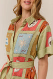 Patterned Button-Front Dress