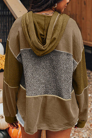 Casual Patchwork Hoodie Sweatshirt