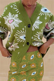 Eye Pattern Button-Front Cardigan