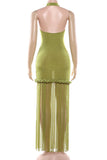 Fringe Hem Halter Dress