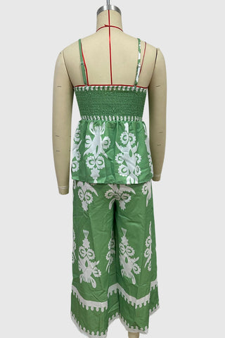 Boho Print Smocked Tank and Pants Set