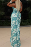 Halter Neck Floral Maxi Dress