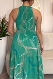 Halter Maxi Dress with Abstract Print