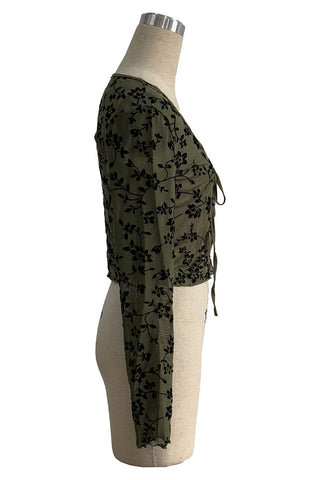 Floral Sheer Tie-Front Blouse