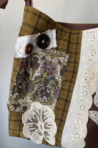 Patchwork Shoulder Bag with Lace Accents