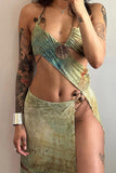 Tie-Dye Cutout Vacation Dress