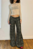 Plaid Wide-Leg Casual Pants