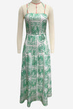 Halter-Neck Printed Maxi Dress