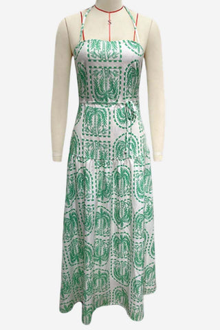 Halter-Neck Printed Maxi Dress