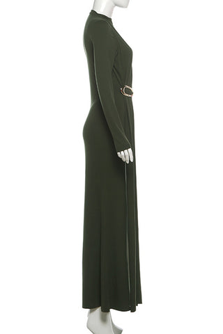 Elegant Full-Length Draped Evening Dress
