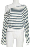 Off-Shoulder Striped Blouse