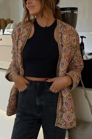 Patterned Open-Front Coat