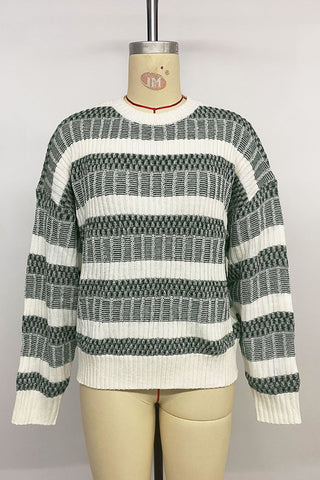 Striped Ribbed Knit Sweater