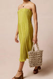 Ribbed Strapless Midi Dress