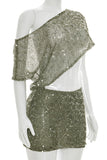 One-Shoulder Sequined Mini Dress
