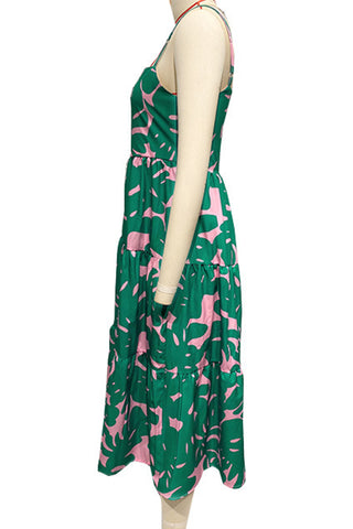 Tropical Print Tiered Dress