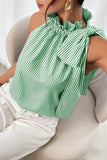 Sky Blue Tied Knot Frilled Collar Sleeveless Top
