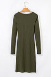Asymmetrical Hem Long-Sleeve Dress