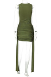 Ruched Mesh Evening Mini Dress