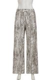 Drawstring Wide-Leg Casual Pants