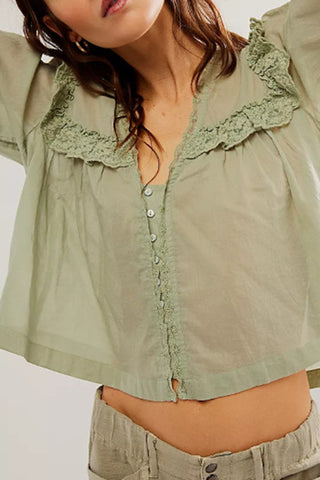 Ruffled Button-Front Blouse
