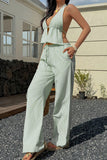 Halter Top and Wide-Leg Pants Set