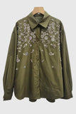 Embellished Floral Button-Up Blouse