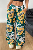 Graffiti Print Wide Leg Pants