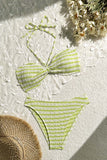 Striped Halter Bikini Set