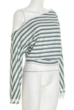 Off-Shoulder Striped Blouse