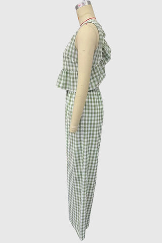 Gingham Peplum Pants Set