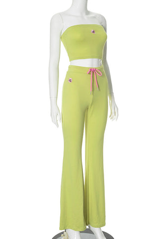 Strapless Top and Flared Pants Set