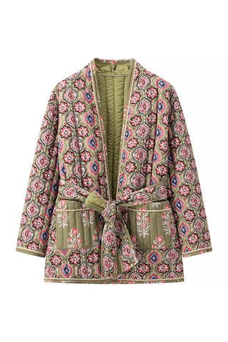 Patterned Open-Front Coat