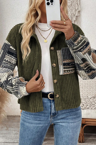 Plaid Patchwork Button Up Jacket