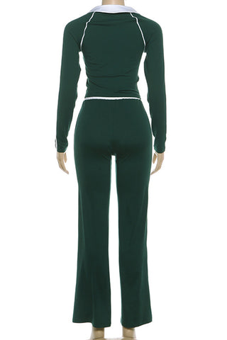 Stylish V-Neck Flared Pants Set