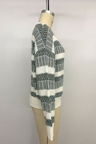 Striped Ribbed Knit Sweater