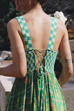 Patchwork Checkered Casual Maxi Dress