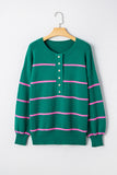 Striped Button-Front Sweatshirt