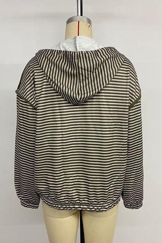 Striped Zip-Up Casual Jacket