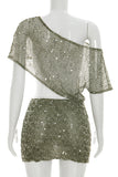 One-Shoulder Sequined Mini Dress