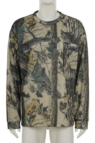 Camouflage Print Long Sleeve Top