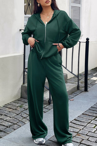 Casual Zip-Up Hoodie and Pants Set