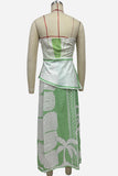 Strapless Skirt Set with Bold Print