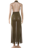 Halter Maxi Dress with Overlay Detail